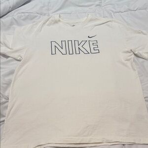 Nike White Short Sleeve Tee with Navy Outline Logo
